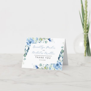 Dusty Blue Roses Thank You Card