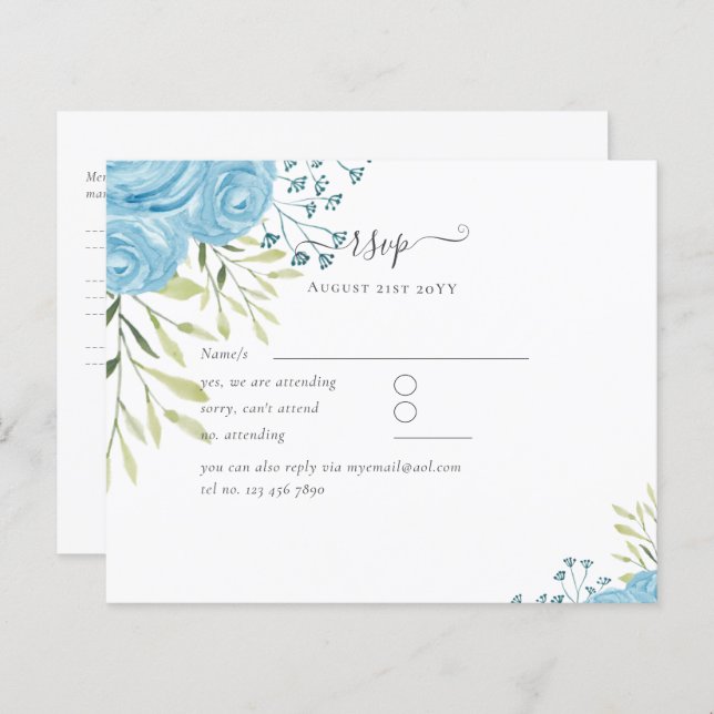 Dusty Blue Roses Wedding Budget (Front/Back)