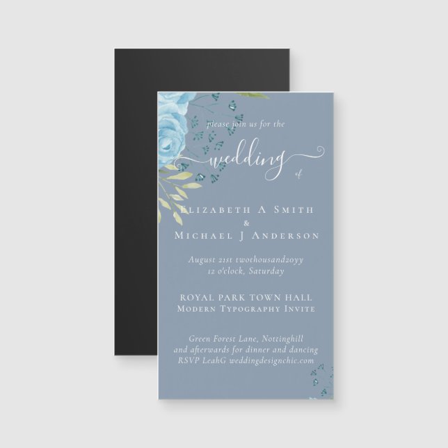 Dusty Blue Roses Wedding Budget (Front/Back)