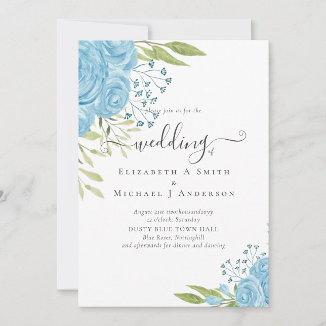 Dusty Blue Roses Wedding Budget (Front)