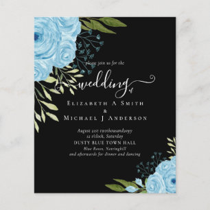 Dusty Blue Roses Wedding Budget Flyer