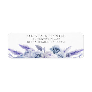 Dusty Blue Roses Wedding Return Address Label