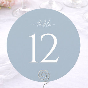 Dusty Blue Round Wedding Table Number