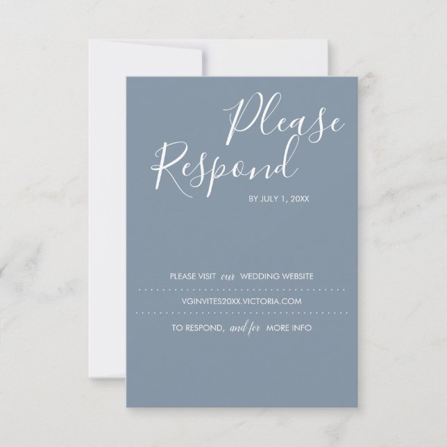 Dusty Blue RSVP Card, Wedding Website Card (Front)