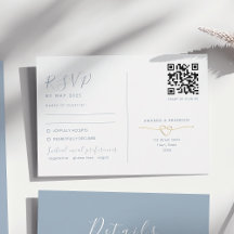 Dusty Blue RSVP Card with QR Code Wedding