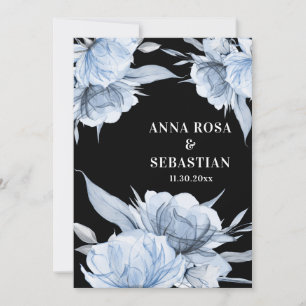*~* Dusty Blue  RSVP Floral Rose  AR15 Wedding Invitation