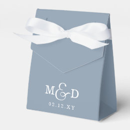 Dusty Blue Rustic Boho Modern Monogram Wedding Favour Box