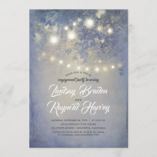 Dusty Blue Rustic Country Engagement Party Invitation