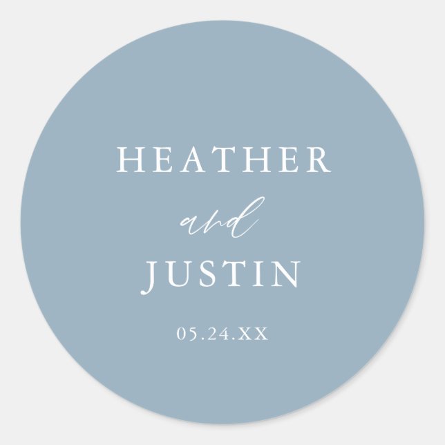 Dusty Blue Rustic Elegant Wedding Envelope Seals (Front)