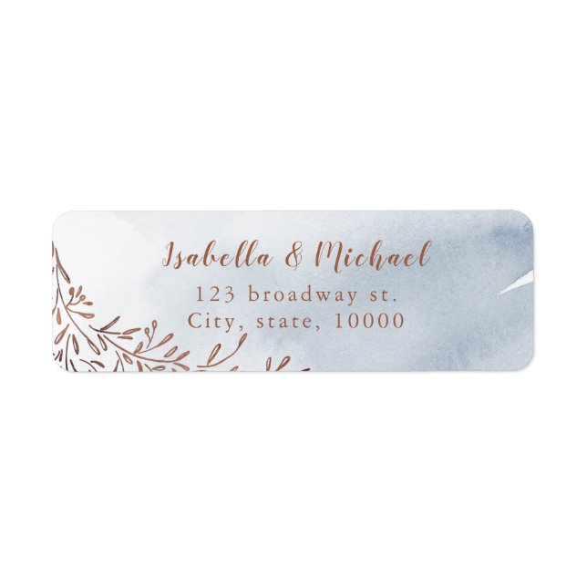Dusty blue rustic floral return address label (Front)