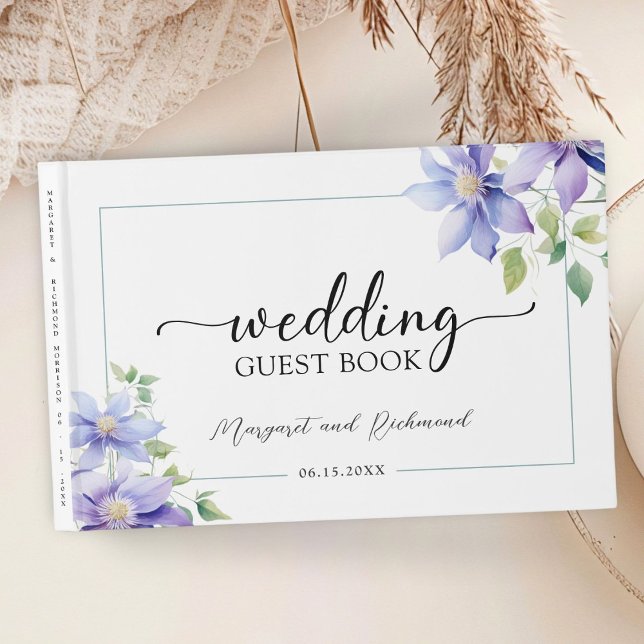 Dusty Blue Rustic Floral Wedding Guest Book (Creator Uploaded)