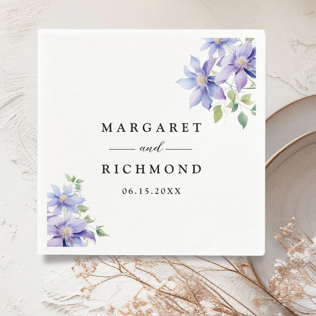 Dusty Blue Rustic Floral Wedding Napkin (Creator Uploaded)