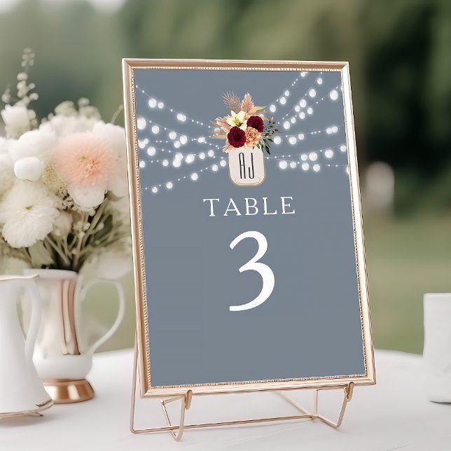 Dusty Blue Rustic Table Number Sign (Creator Uploaded)