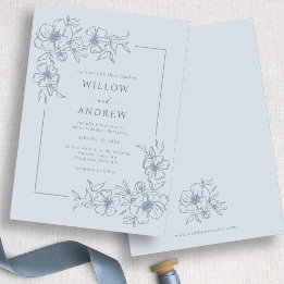 Dusty Blue Rustic Wedding Invitation