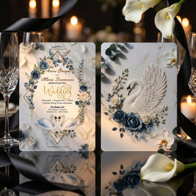 Dusty Blue Sage & Cream Geometric Wedding Invitation (Creator Uploaded)