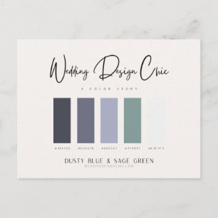 Dusty Blue Sage Green Colour Palette with Hex Code Postcard