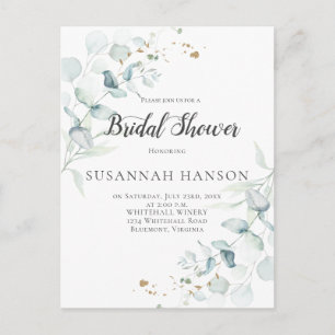Dusty Blue Sage Green Eucalyptus Bridal Shower   Postcard