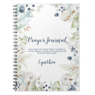 Dusty Blue Sage Green Floral Prayer Journal