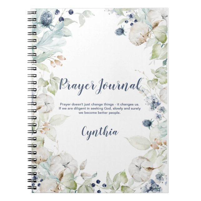 Dusty Blue Sage Green Floral Prayer Journal (Front)