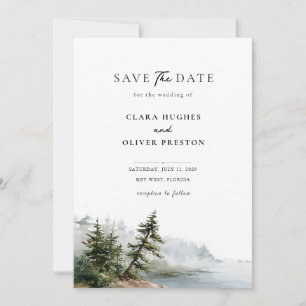  Dusty Blue Sage Green Misty Pine Ocean Wedding  Save The Date