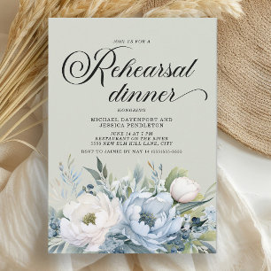 Dusty Blue Sage Green Rehearsal Dinner Invitation