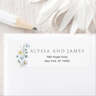 Dusty Blue Sage Wildflower Wedding Return Address Label