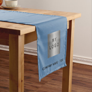 Dusty blue salon business logo short table runner
