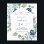 Dusty Blue Save the Date<br><div class="desc">This modern wedding card has a warm, minimalist design. The front features a lively script text above your first names and date. On the back, we've set the background as transparent, so that the colour of the paper will serve as the base colour. You can choose a colour for the...</div>