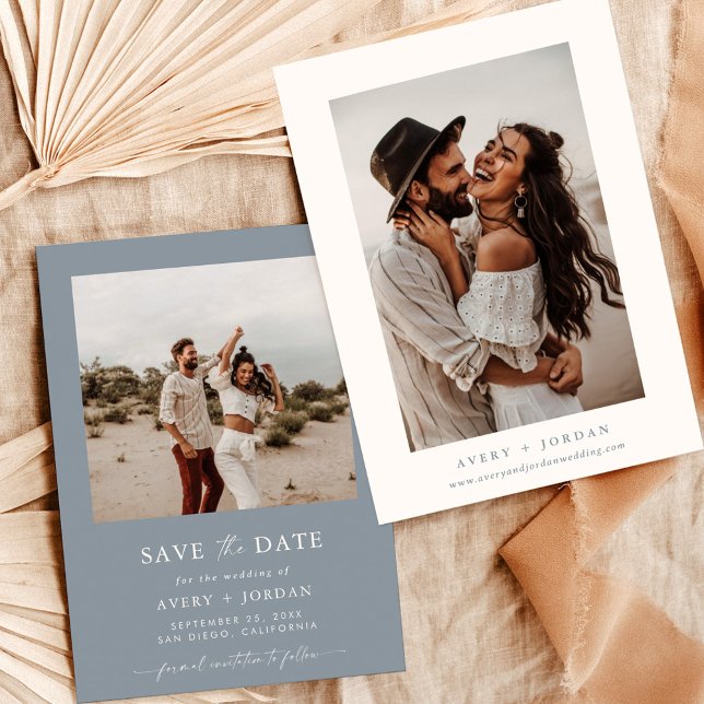 Dusty Blue Save the Date Photo Save the Date Invitation (Creator Uploaded)