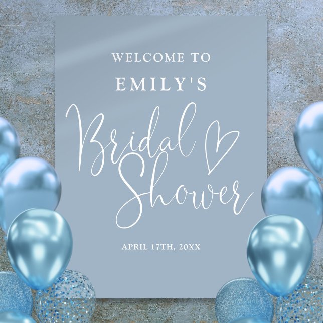 Dusty Blue Script Bridal Shower Welcome Sign (Dusty Blue Script Bridal Shower Welcome Sign)