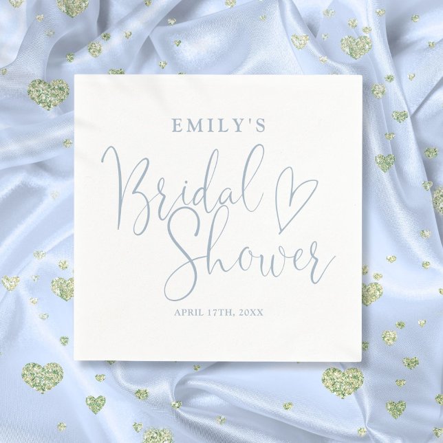 Dusty Blue Script Calligraphy Bridal Shower Napkin (Dusty Blue Script Calligraphy Bridal Shower Napkins)
