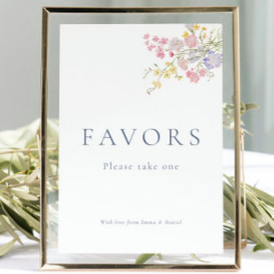 Dusty Blue Script Favours Wedding Tabletop Sign