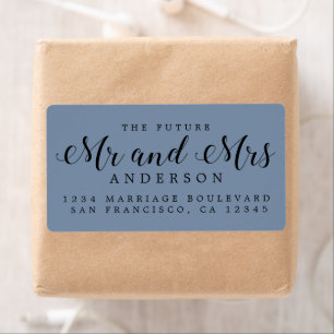 Dusty Blue Script Future Mr Mrs Return Address