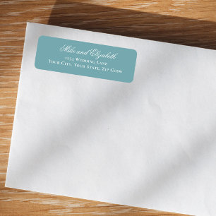 Dusty Blue Script Names Wedding Address Return Address Label
