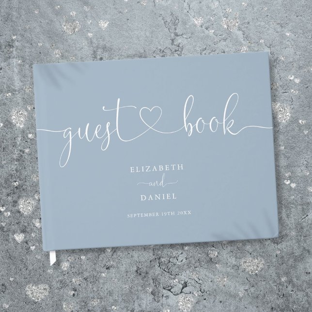Dusty Blue Script Script Wedding Guest Book (Dusty Blue Script Script Wedding Guest Book)