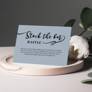 Dusty Blue Script Stock the bar Bridal Shower Enclosure Card