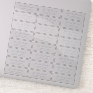 Dusty Blue script transparent return address label