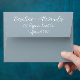 Dusty Blue Script Typography Simple Return Address Envelope