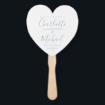 Dusty Blue Script Wedding Ceremony Heart Hand Fan<br><div class="desc">This stylish wedding program can be personalised with your special wedding day information featuring chic modern typography. Designed by Thisisnotme©</div>