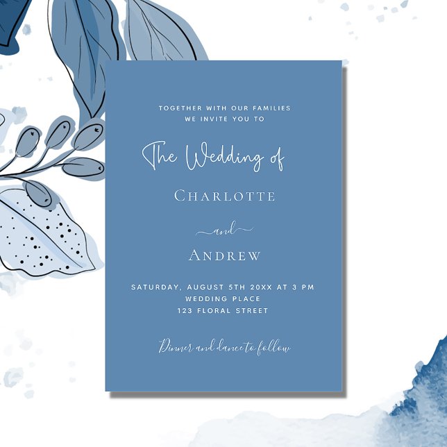Dusty blue script wedding invitation (Creator Uploaded)
