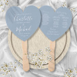 Dusty Blue Script Wedding Program Heart Hand Fan<br><div class="desc">This stylish wedding program can be personalised with your special wedding day information featuring chic modern typography. Designed by Thisisnotme©</div>