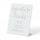 Dusty Blue Script Wedding Signature Drinks Pedesta