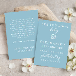 Dusty Blue Sea You Soon Baby Shower Thank You Card