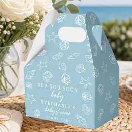 Dusty Blue Sea You Soon Beach Baby Shower Favour Box