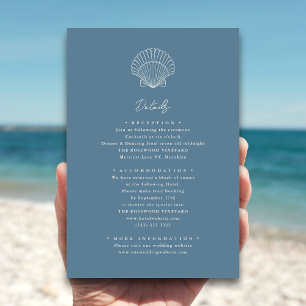 Dusty Blue Seashell Beach Destination Wedding Enclosure Card