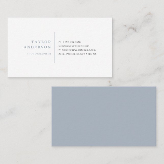 Dusty Blue Serif Typography Minimalist Business Card (Front/Back)