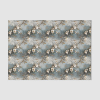 Dusty Blue Shabby Floral Design Decoupage Paper