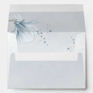 dusty blue shades flowers botanical wedding envelope