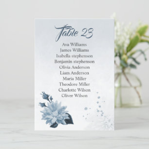 dusty blue shades flowers seating chart card