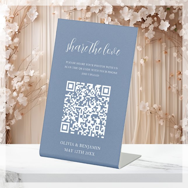 Dusty Blue | Share The Love QR Code Pedestal Sign (Creator Uploaded)